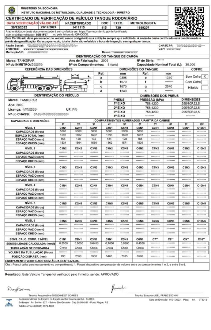 Como consultar os certificados de verificação de veículo tanque rodoviário: certificado