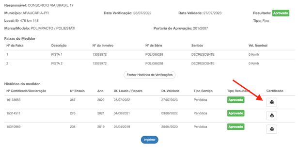 Como consultar os certificados de verificação de veículo tanque rodoviário 05