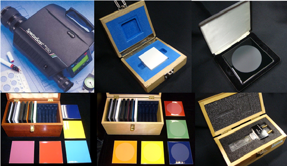 Espectrocolorímetro, filtros e placas