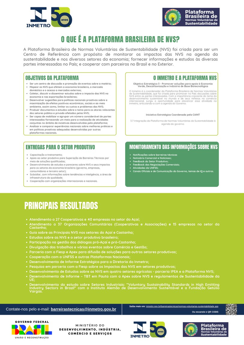 Fact Sheet da Plataforma Brasileira de Normas Voluntárias de Sustentabilidade