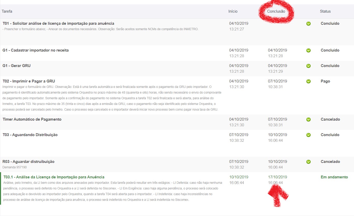 Consultar processo em andamento