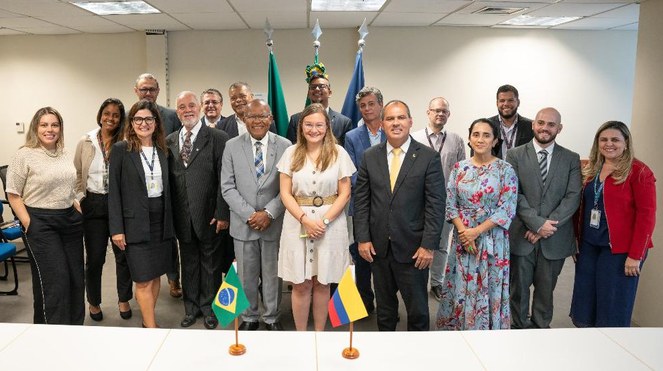 O evento contou com a presença do presidente do Inmetro, Márcio André Oliveira Brito, diretores e coordenadores do Instituto, além de representantes da SIC