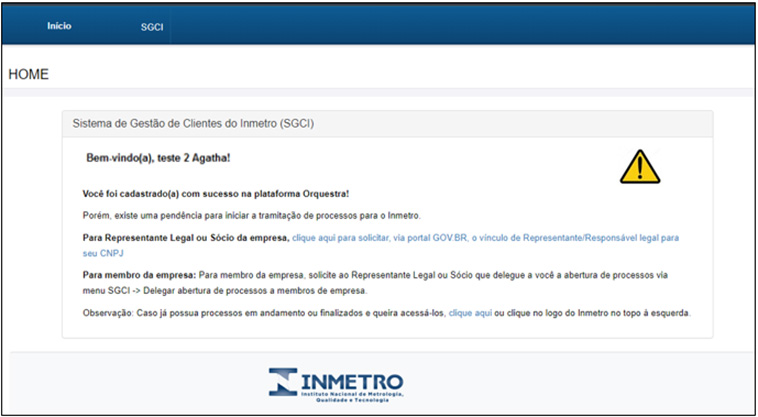 Tela de confirmação de cadastro de membro