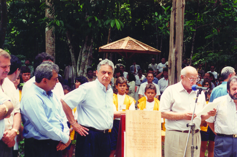 Inauguração do Bosque com a presença do então presidente da república Fernando Henrique Cardoso. Foto: Acervo Lapsea/Inpa.