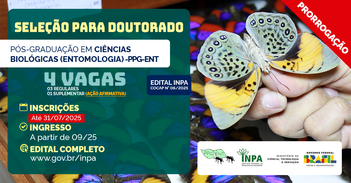 Doutorado em Entomologia do Inpa tem inscrição prorrogada até dia 31 de julho