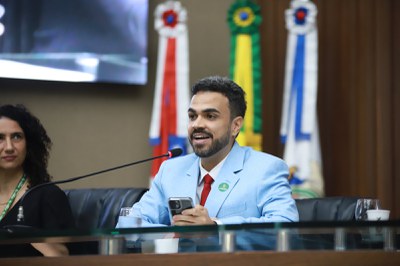 Coordenador do PPG-BADPI,  Lucas Castanhola Dias durante o evento. Foto: Matheus Rodrigues- Aleam. 