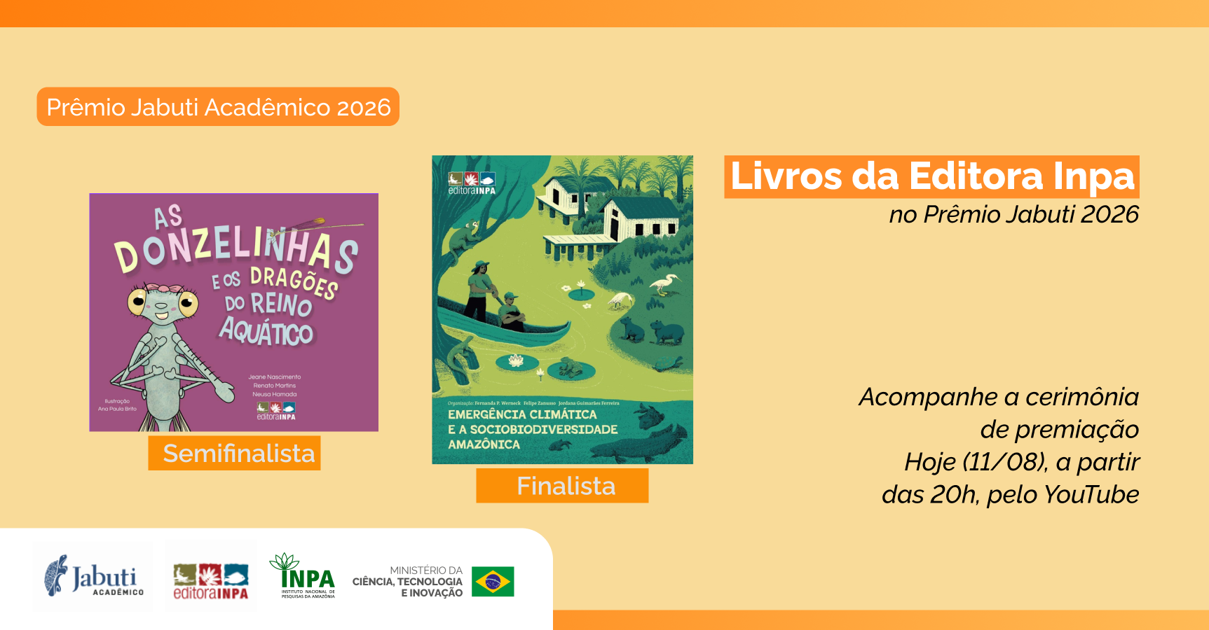 Cerimônia de premiação do Jabuti Acadêmico 2026 tem publicação do Inpa