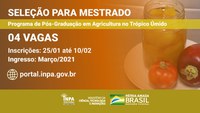 Inpa oferece quatro vagas em seleção para mestrado em Agricultura no Trópico Úmido