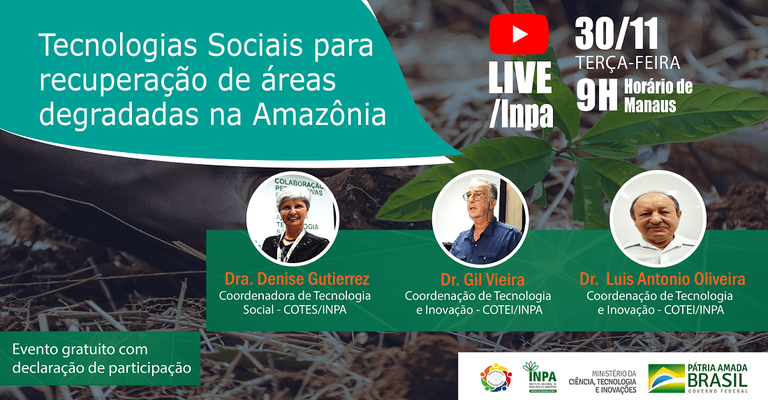 Live de Tecnologia Social do Inpa apresenta iniciativas de manejo florestal  em comunidades no as — Instituto Nacional de Pesquisas da Amazônia -  INPA
