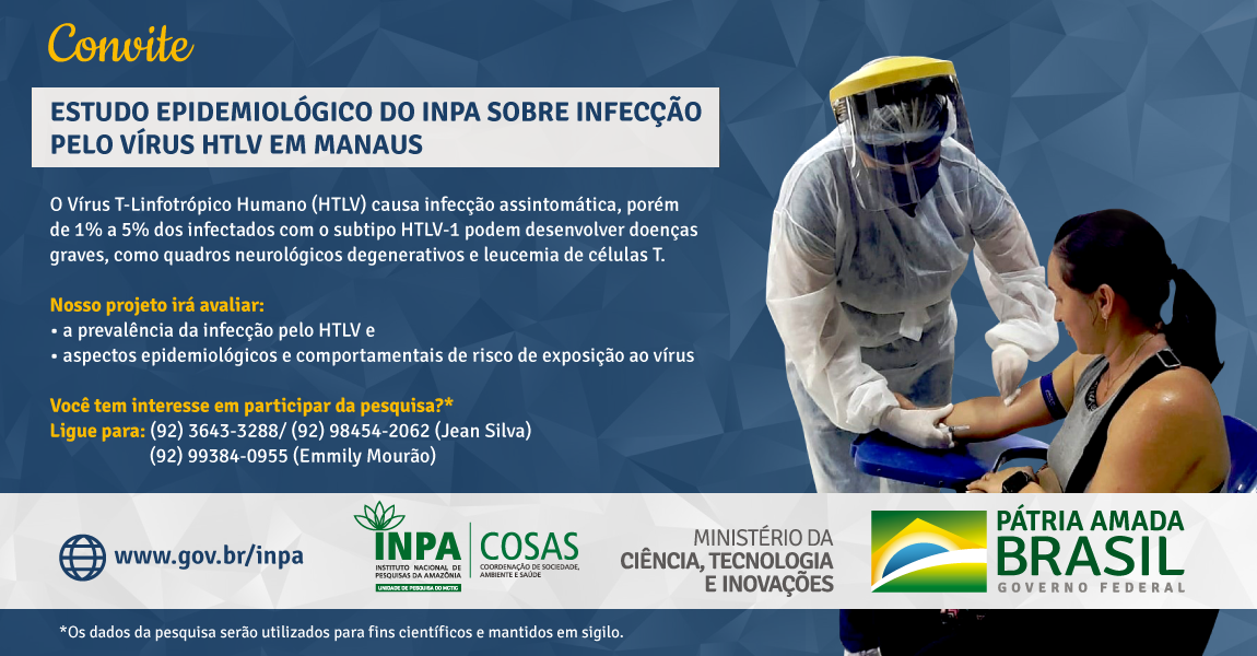 Projeto do Inpa convida pessoas para participar de estudo epidemiológico sobre infecção do vírus HTLV