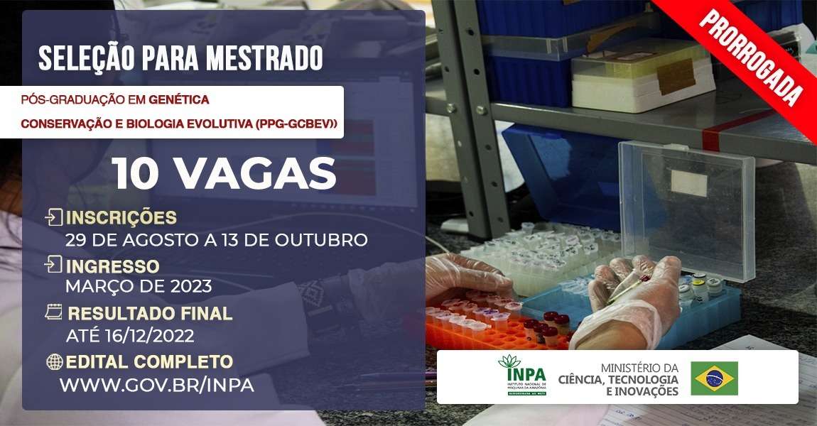 Seleção para mestrado em Genética, Conservação e Biologia Evolutiva do Inpa oferece 10 vagas