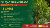 Seleção para o curso de mestrado em Ecologia do Inpa reserva vagas de ação afirmativa