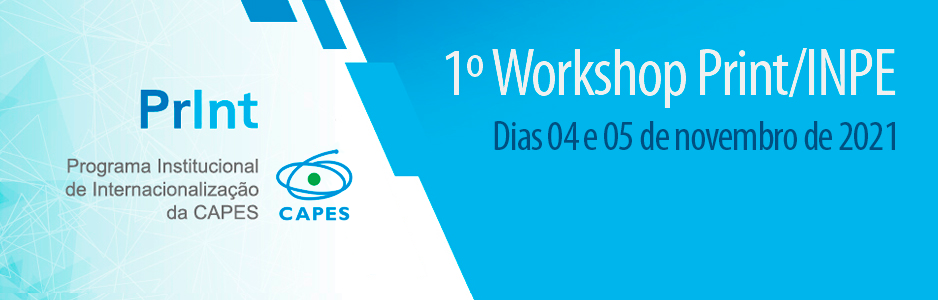 Ao longo de seus 60 anos, o INPE adquiriu competências, atualmente reconhecidas nacional e internacionalmente, em atividades de desenvolvimento científico e tecnológico, gerando conhecimentos, produtos, processos e serviços que são difundidos à sociedade. O Print / INPE visa consolidar o Instituto como uma Instituição com forte internacionalização de suas atividades acadêmicas e também dos desenvolvimentos tecnológicos, ampliando ainda mais as parcerias e colaborações internacionais e a formação acadêmica de recursos humanos de nível internacional. O 1º Workshop Internacional do Print / INPE tem como objetivo apresentar as principais temáticas abordadas pelo projeto institucional e seus sub-projetos, além de discutir os resultados alcançados nos últimos 3 anos (2018-2020). O evento será on-line, em Inglês e contará com a participação de 4 pesquisadores estrangeiros de grande relevância em suas áreas de atuação, os quais fazem parte do Grupo Gestor do projeto.