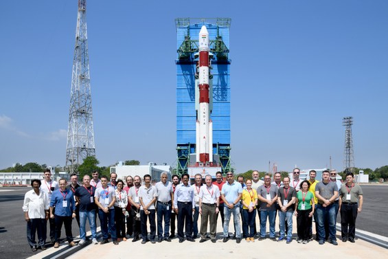 Equipe do INPE que participou do lançamento do satélite Amazonia 1, realizado em 28/02/2021, no Centro Espacial Satish Dhawan, em Sriharikota, Índia.