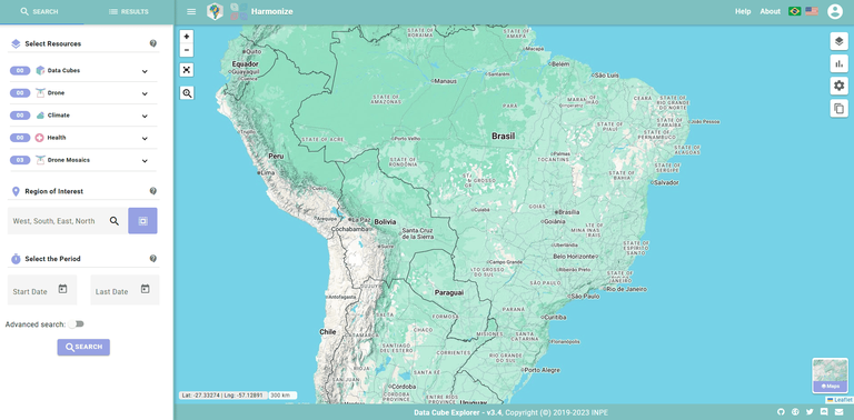 Tela da plataforma Harmonize Explorer