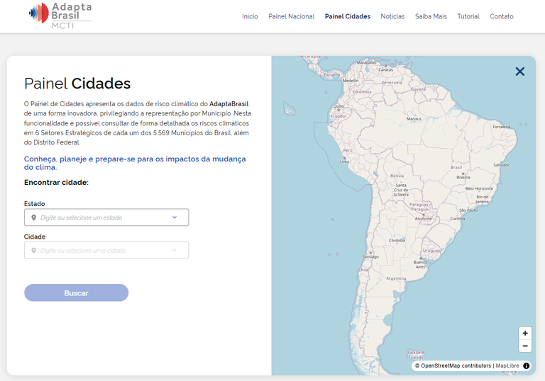 Painel Cidades do AdaptaBrasil