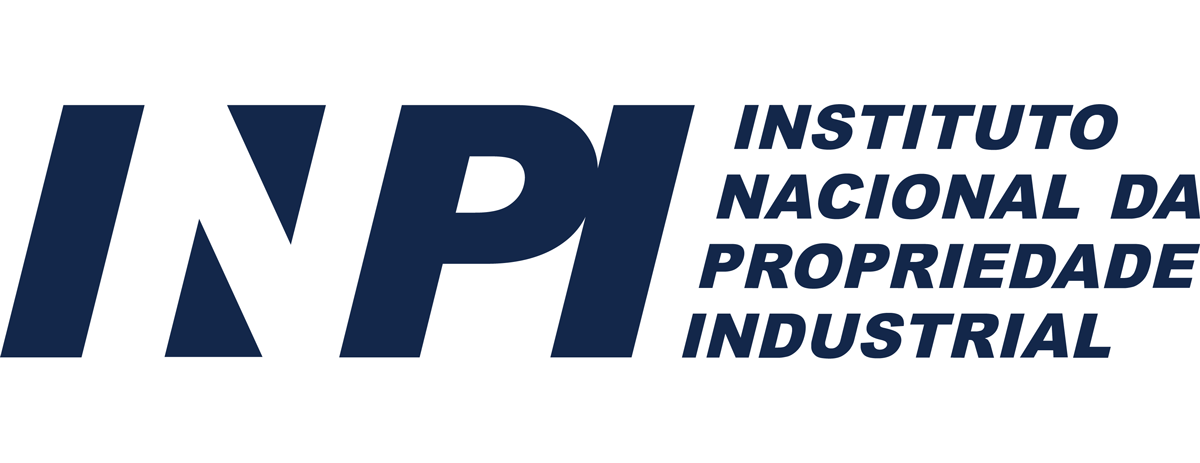Marca INPI - Instituto Nacional da Propriedade Industrial, em azul