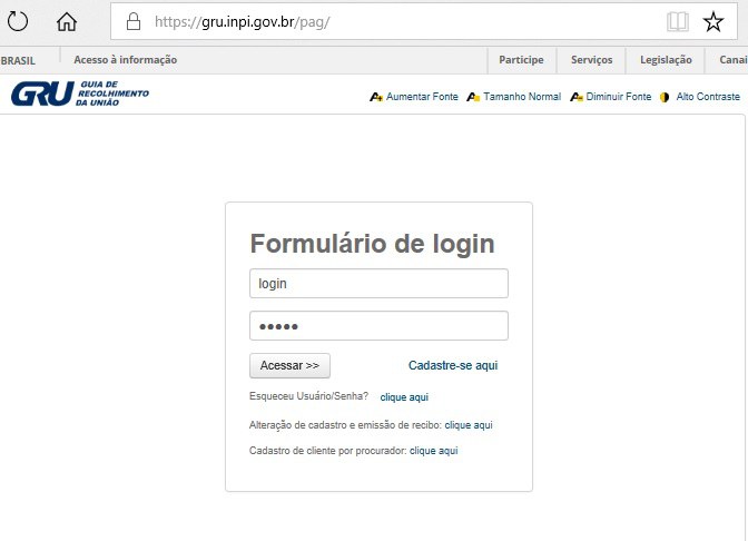 Faça o login para entrar no Sistema de Emissão de GRU
