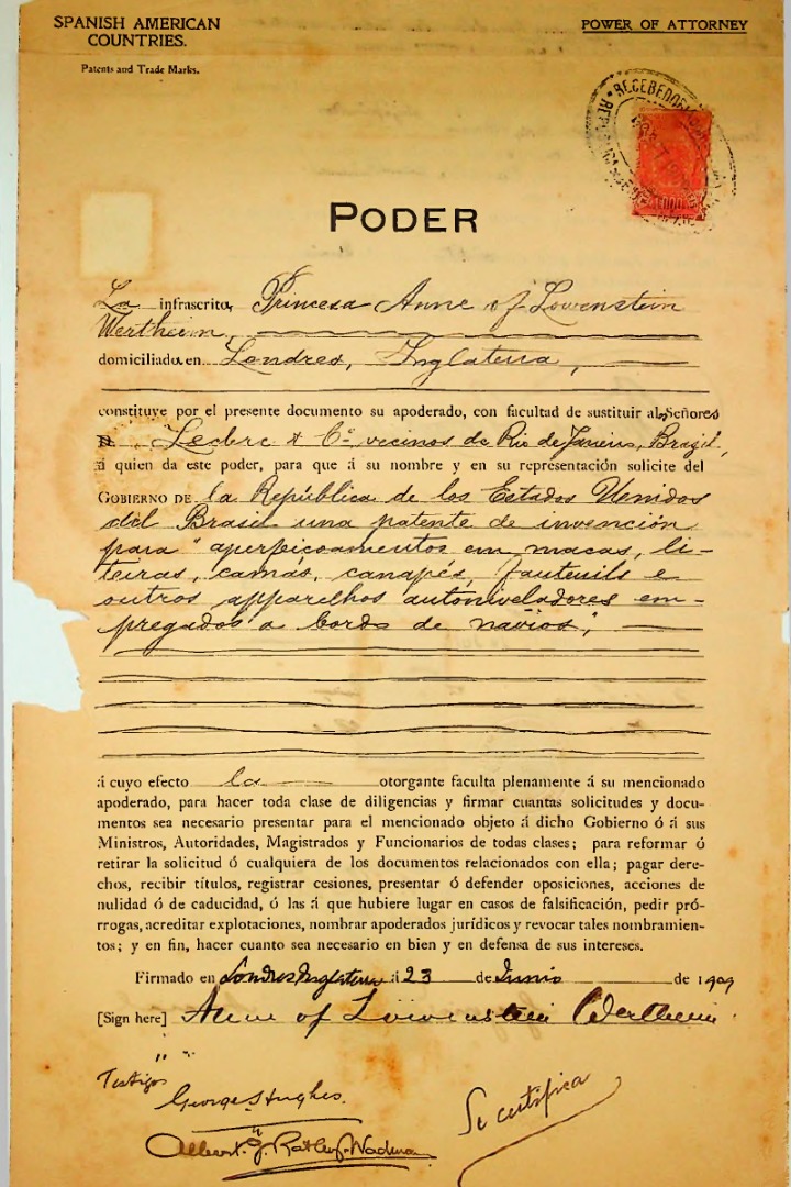 Patente 5933 - Anne de Lowenstein-Wertheim