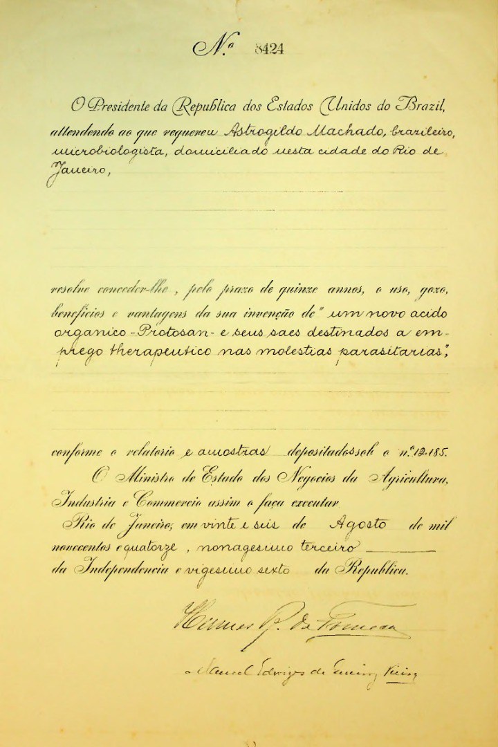 Patente 8424 - Astrogildo Machado