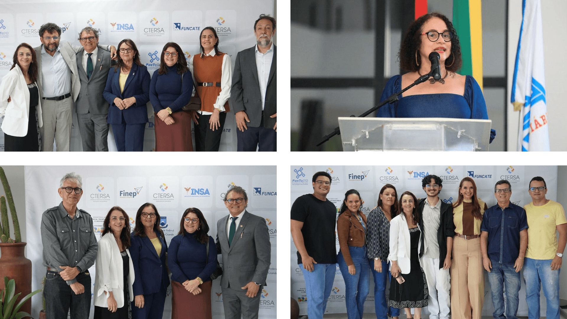 Autoridades, equipe e Ministra Luciana Santos em montagem de fotos da inauguração