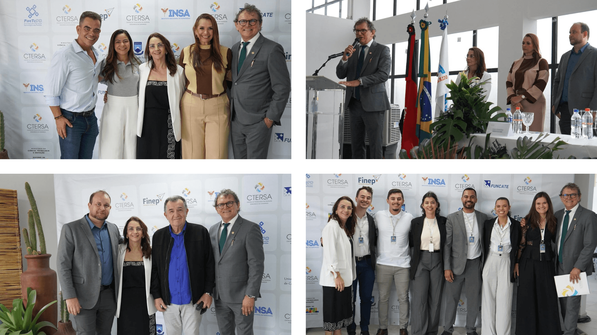 Autoridades no palco e junto à placa inaugural do CTERSA