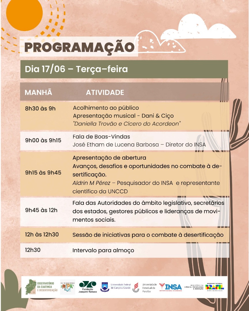 DIA MUNDIAL DE COMBATE À DESERTIFICAÇÃO E MITIGAÇÃO DOS EFEITOS DA SECA