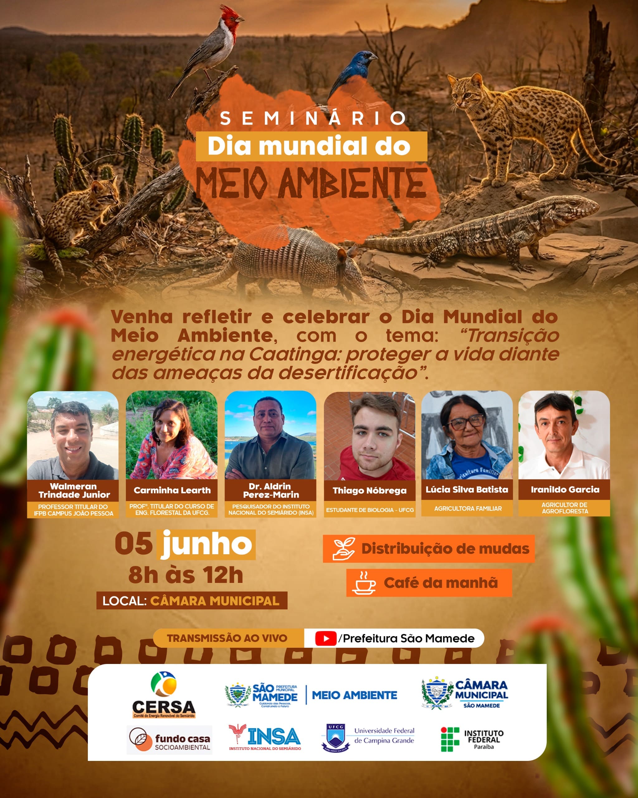 Card de divulgação do seminário, dia mundial do meio ambiente.