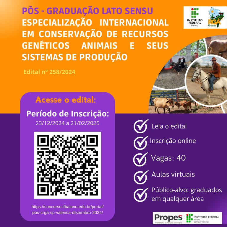 19022025 Especialização Internacional em Conservação de Recursos Genéticos.