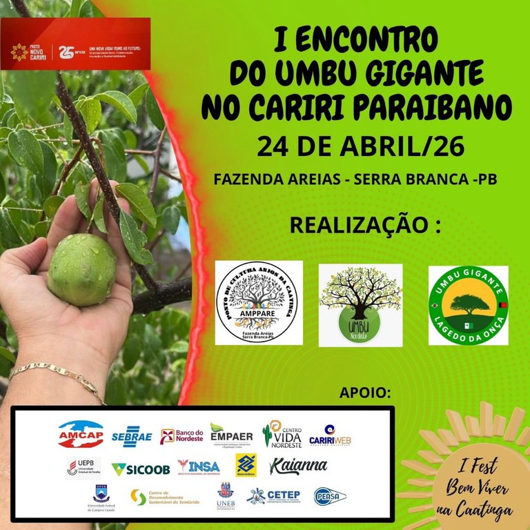 INSA/MCTI estará no I Encontro do Umbu Gigante no Cariri Paraibano