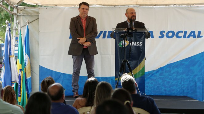 Pronunciamento do presidente do INSS, Gilberto Waller, durante a cerimônia de reinauguração da APS de Serrana / SP