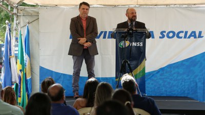 Pronunciamento do presidente do INSS, Gilberto Waller, durante a cerimônia de reinauguração da APS de Serrana / SP