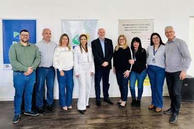 Servidores que participam da ação extraordinária do INSS, no Chuí / RS