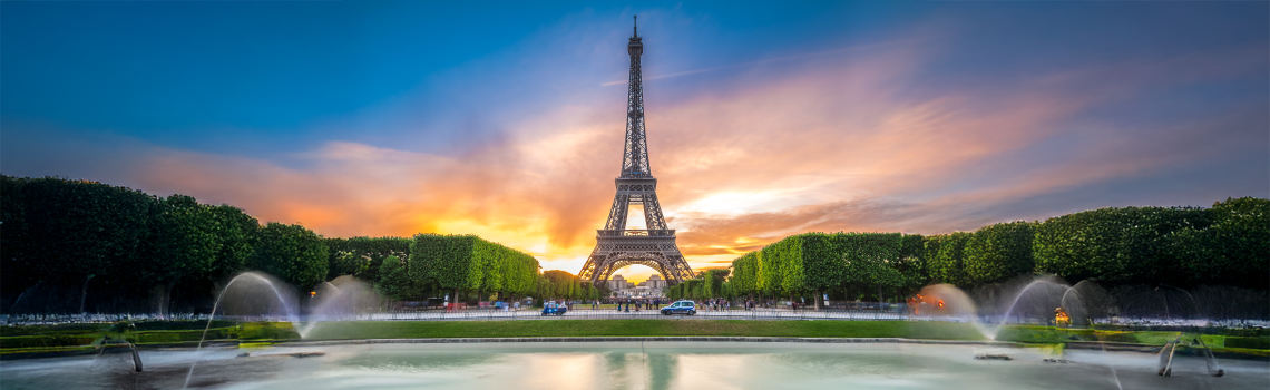 Eiffel Tower in Paris, France at dusk
