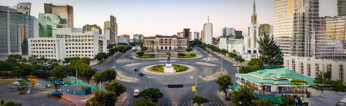 Independence square with City Hall and main Cathedral in Maputo, Mozambique