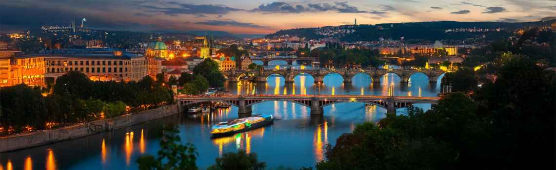 Illuminated bridges in Prague
