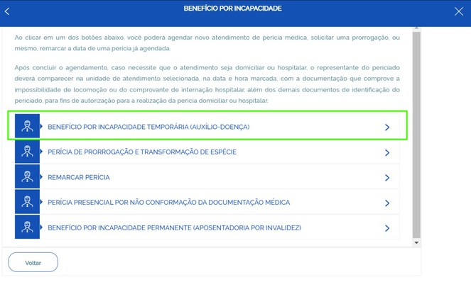 Tela beneficio por incapacidade