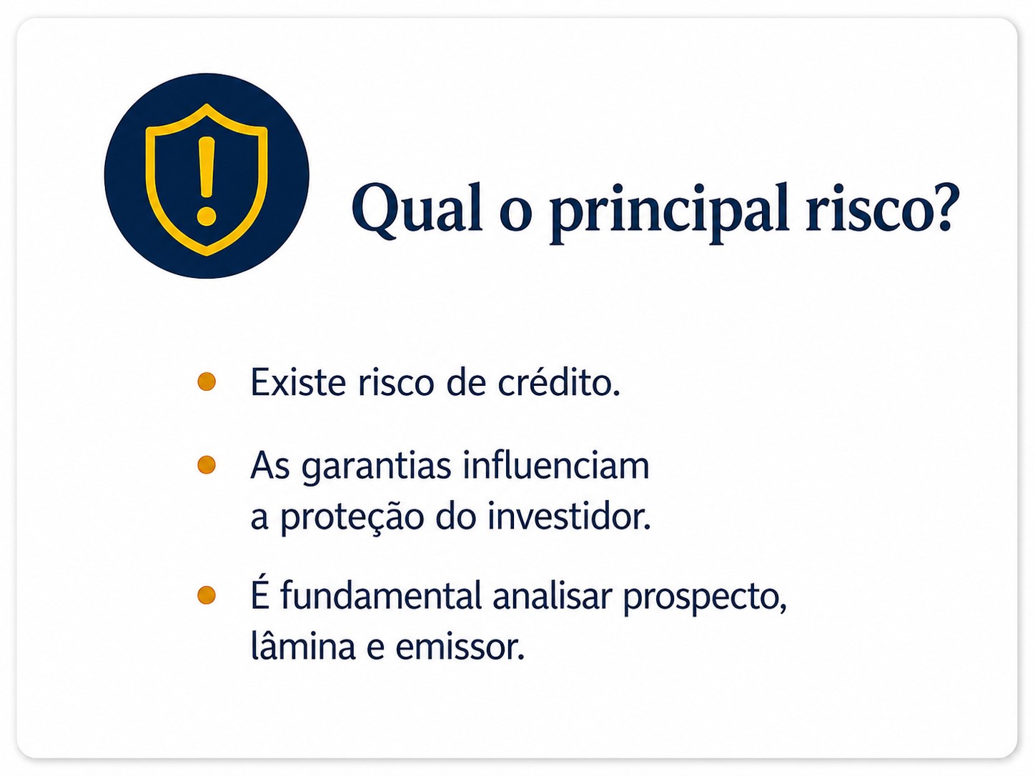 Painel de risco financeiro com informações