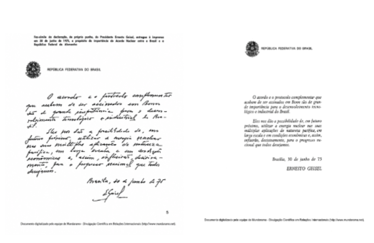 Acordo nuclear entre Brasil e Alemanha foi marco na década de 1970