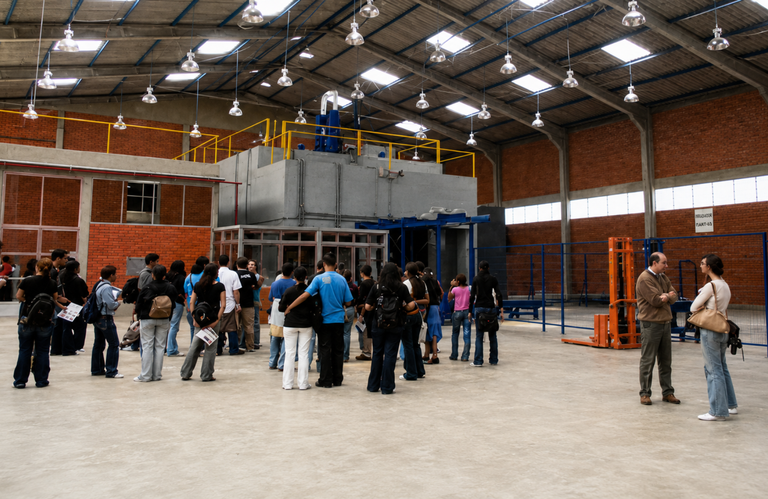 Grupos de visitantes do IPEN puderam conhecer o recém-inaugurado Irradiador Multipropósito de Cobalto-60 durante as atividades da Semana Nacional da Ciência e Tecnologia. Fonte: Informe Anual IPEN, 2004