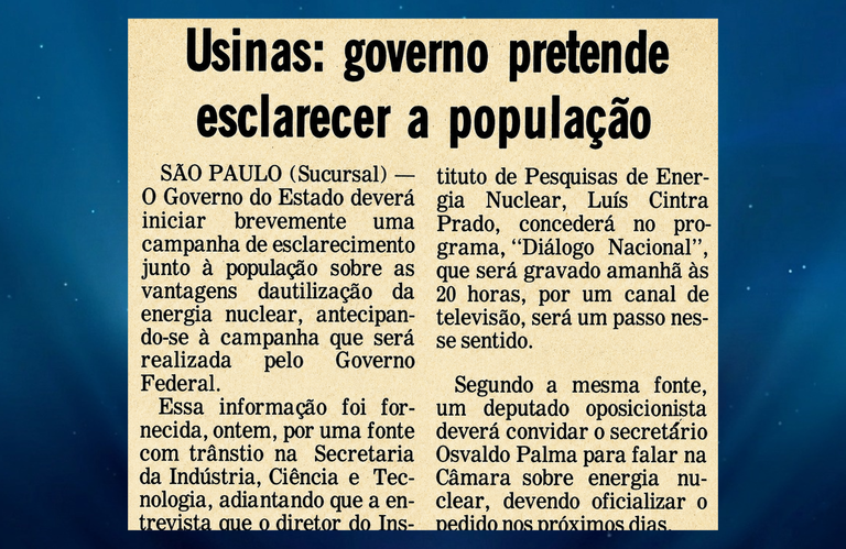 Jornais buscavam esclarecer população sobre estudos nucleares