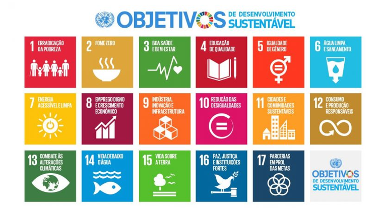 Imagem com os 17 Objetivos do Desenvolvimento Sustentável da ONU
