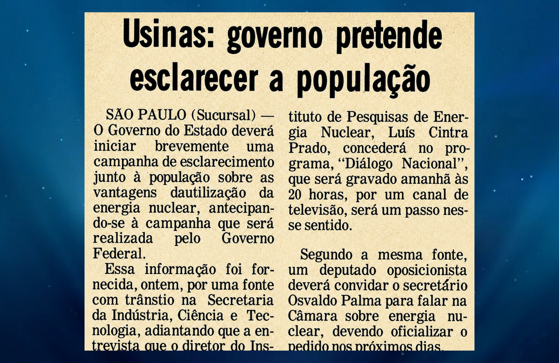 Jornais buscavam esclarecer população sobre estudos nucleares