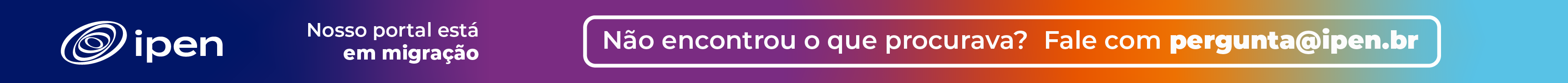 Banner informativo para enviar e-mail para pergunta@ipen.br, caso não tenha encontrado o conteúdo que procurava no site