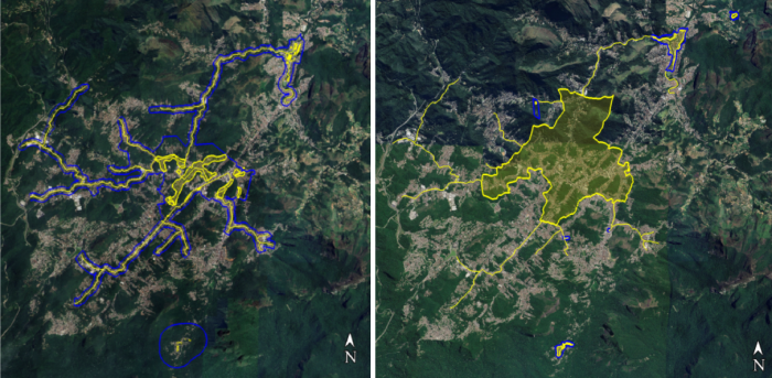 Abrangência do tombamento antes e depois da rerratificação. (Mapas: Iphan)