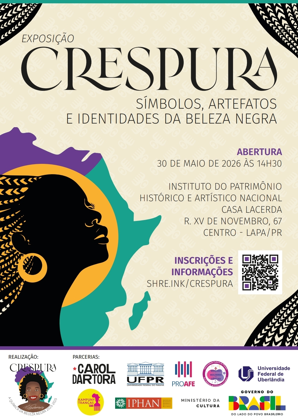Divulgação do evento de abertura da exposição CRESPURA