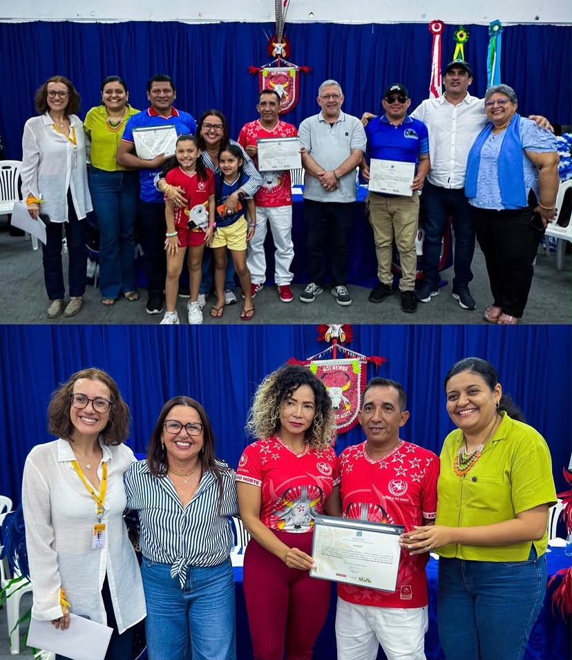 Representantes dos bois recebendo os certificados