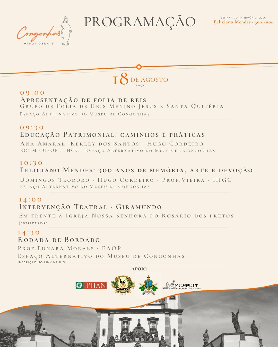 Mês do Patrimônio Congonhas - Dia 18/8