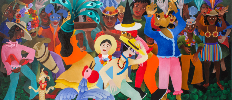 A obra "El Carnaval", de Luis El Estudiante, integra a exposição "Mamáfrica - Ancestralidades Africanas no Brasil e em Cuba". (Foto: Divulgação) 