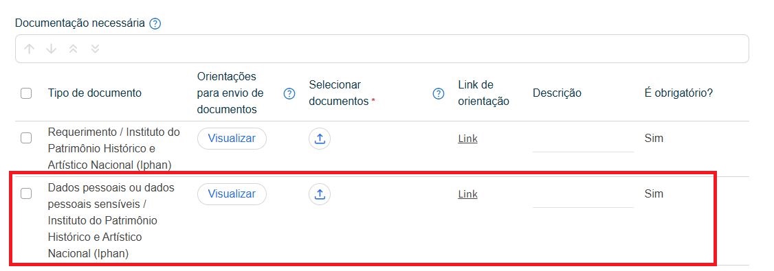 onde selecionar a opção Dados pessoais ou dados pessoais sensíveis